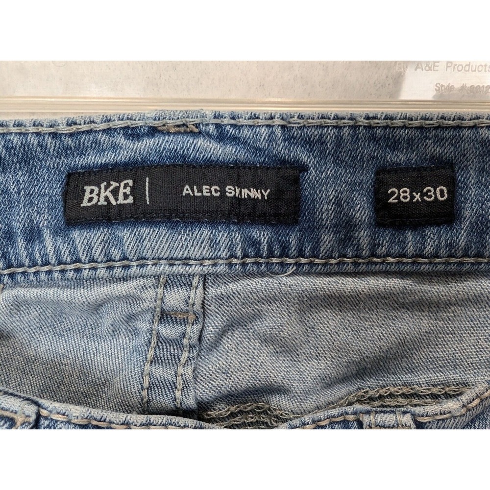 Bke Mens Jeans Size 28 x 30 Alec Skinny Distressed Cotton Blend Blue - Picture 10 of 16